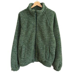 UO BDG Mens Full‎ Zip High Pile Fleece Jacket Outdoors Gorpcore Granola Green S